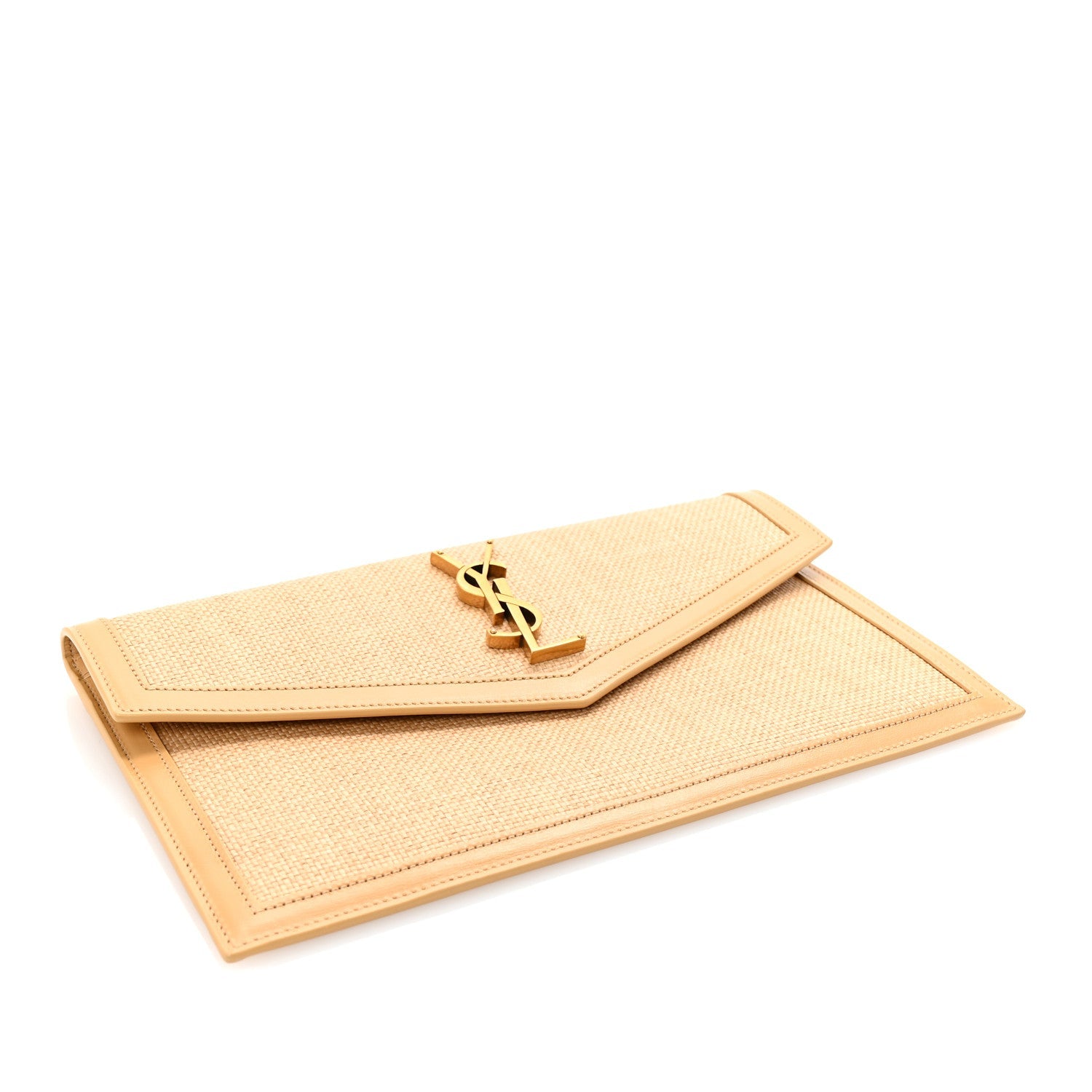Micro Raffia Uptown Pouch Natural Hay Blush