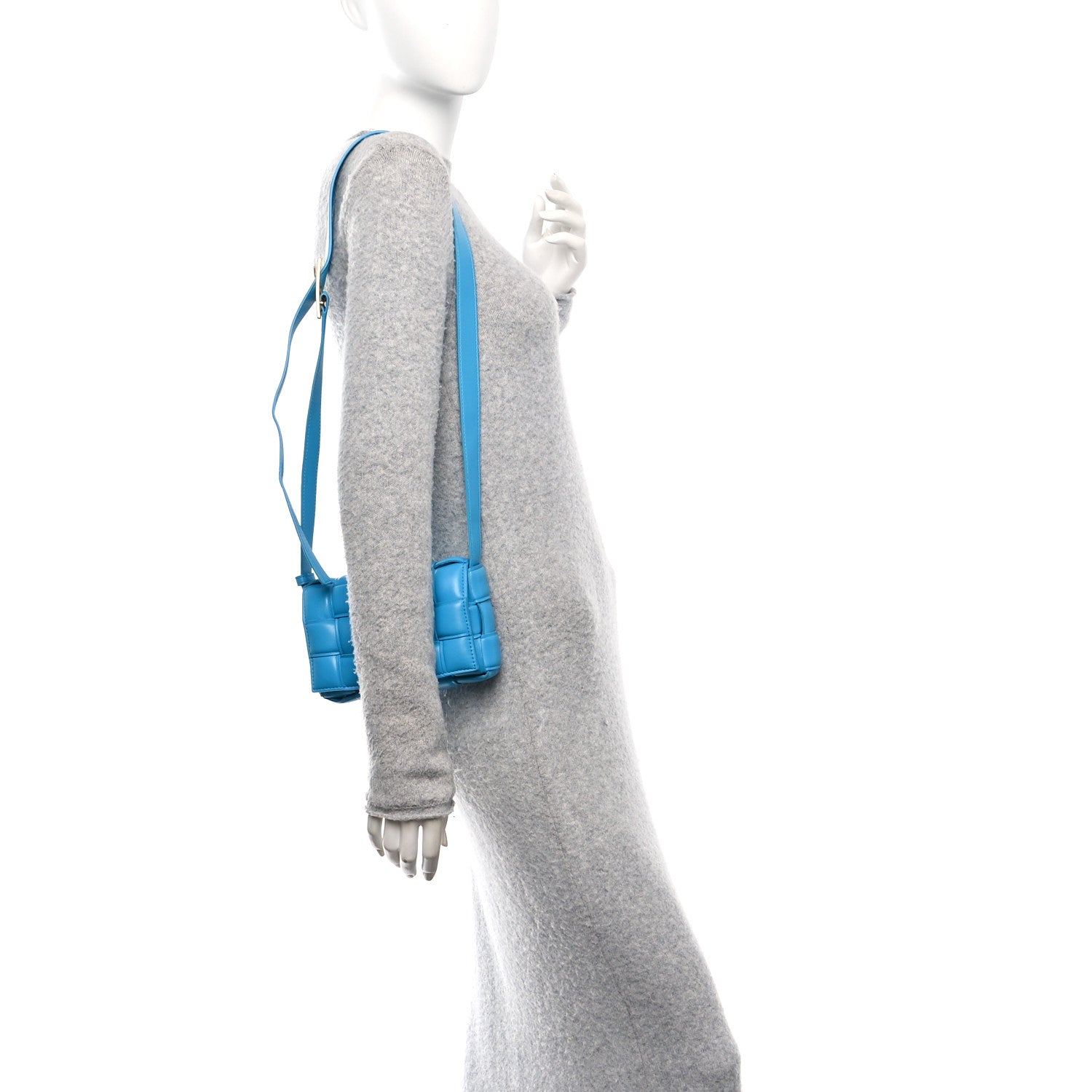 Nappa Maxi Intreccio Small Padded Cassette Crossbody Bag Pool