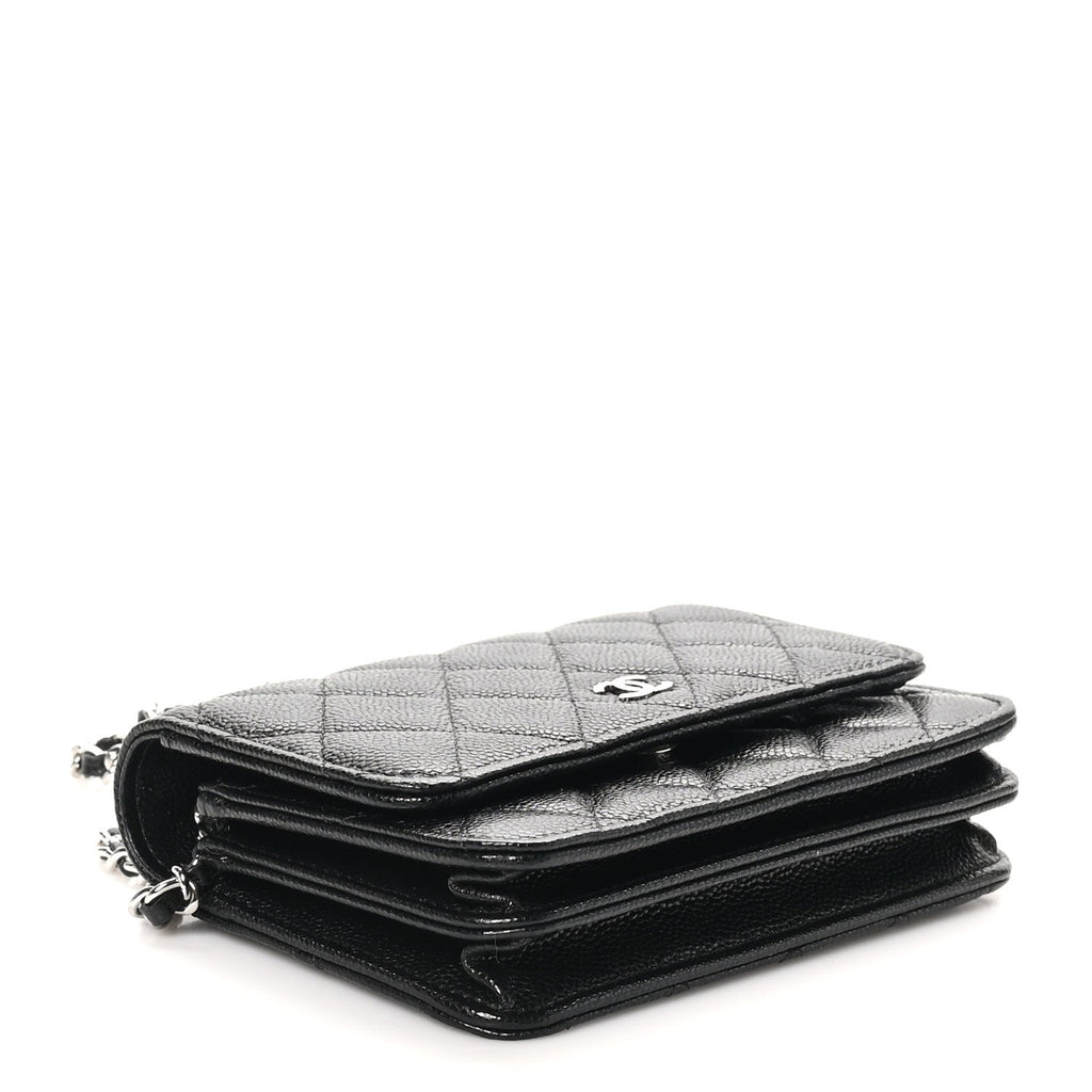 Caviar Quilted Mini Wallet On Chain WOC Black