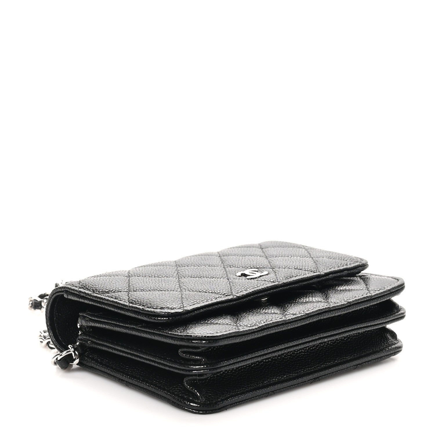 Caviar Quilted Mini Wallet On Chain WOC Black