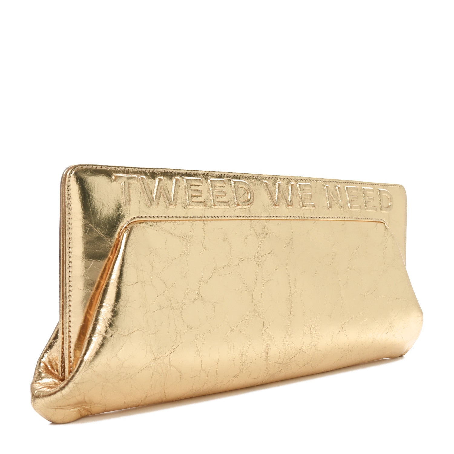 Metallic Lambskin Tweed We Need 5x5=CC Clutch Gold