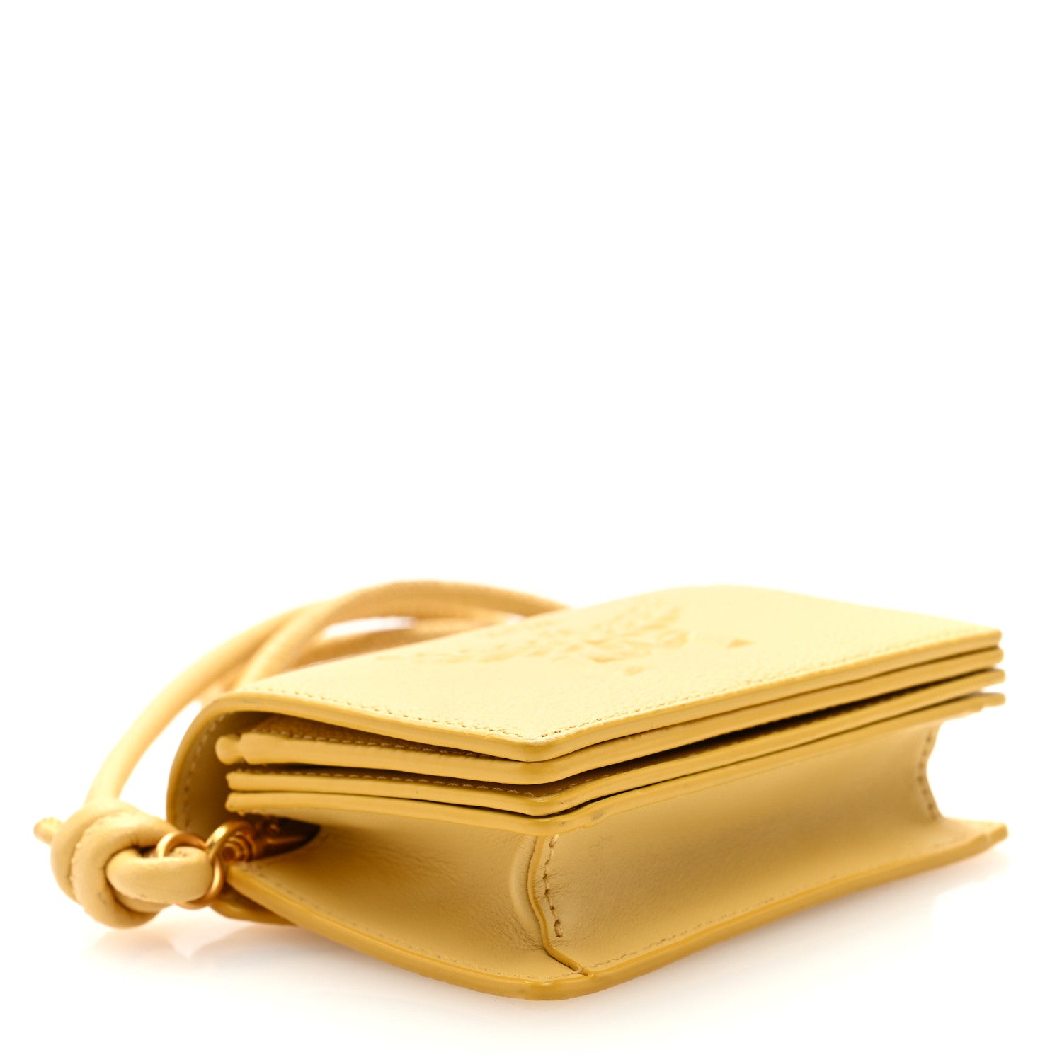 Calfskin Logo Embossed  Case On Strap Yellow