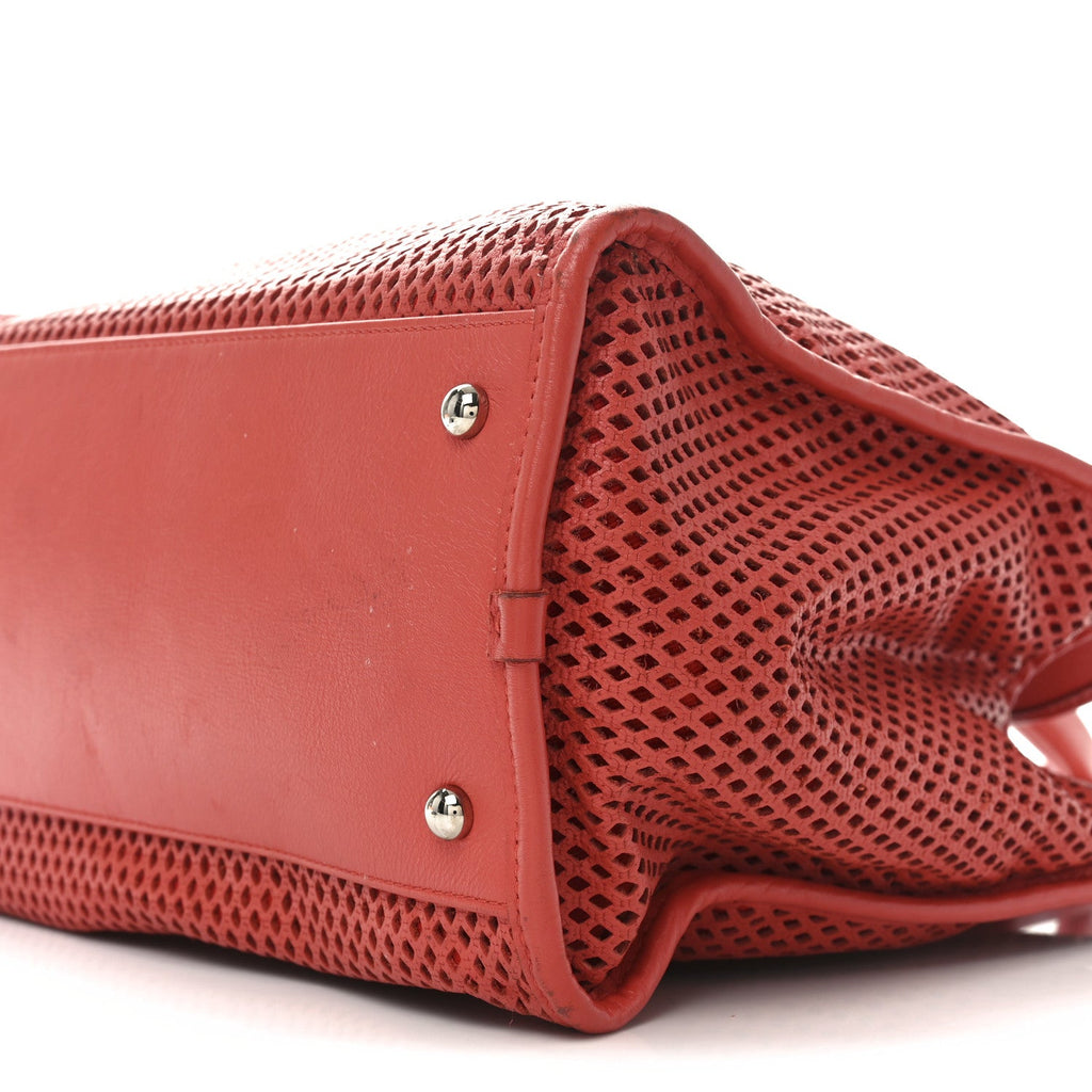 Calfskin Perforated Up In The Air Tote Red