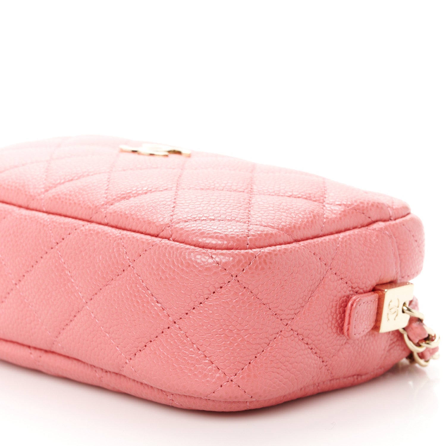 Iridescent Caviar Small Timeless Camera Case Coral