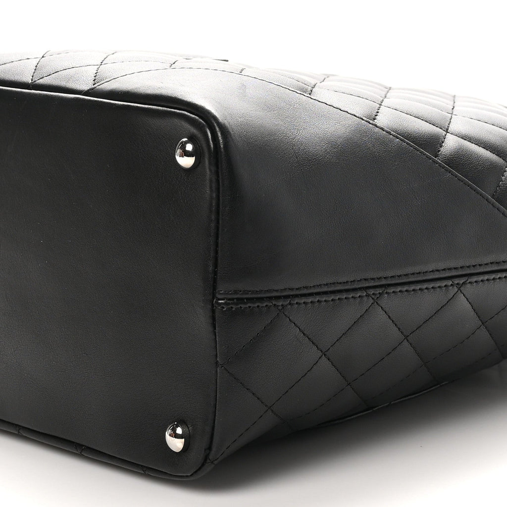 Calfskin Quilted Medium Cambon Tote Black