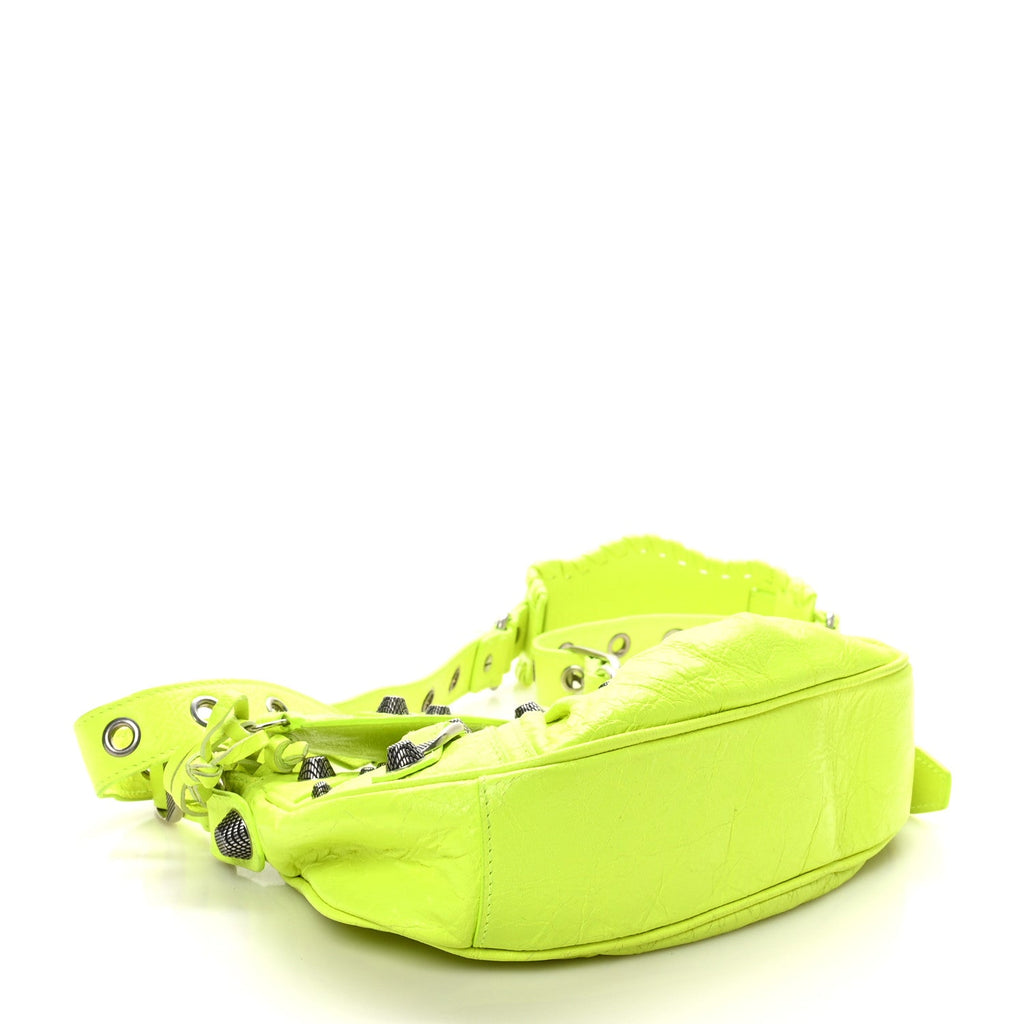 Agneau Arena Le Cagole Shoulder Bag XS Fluo Yellow
