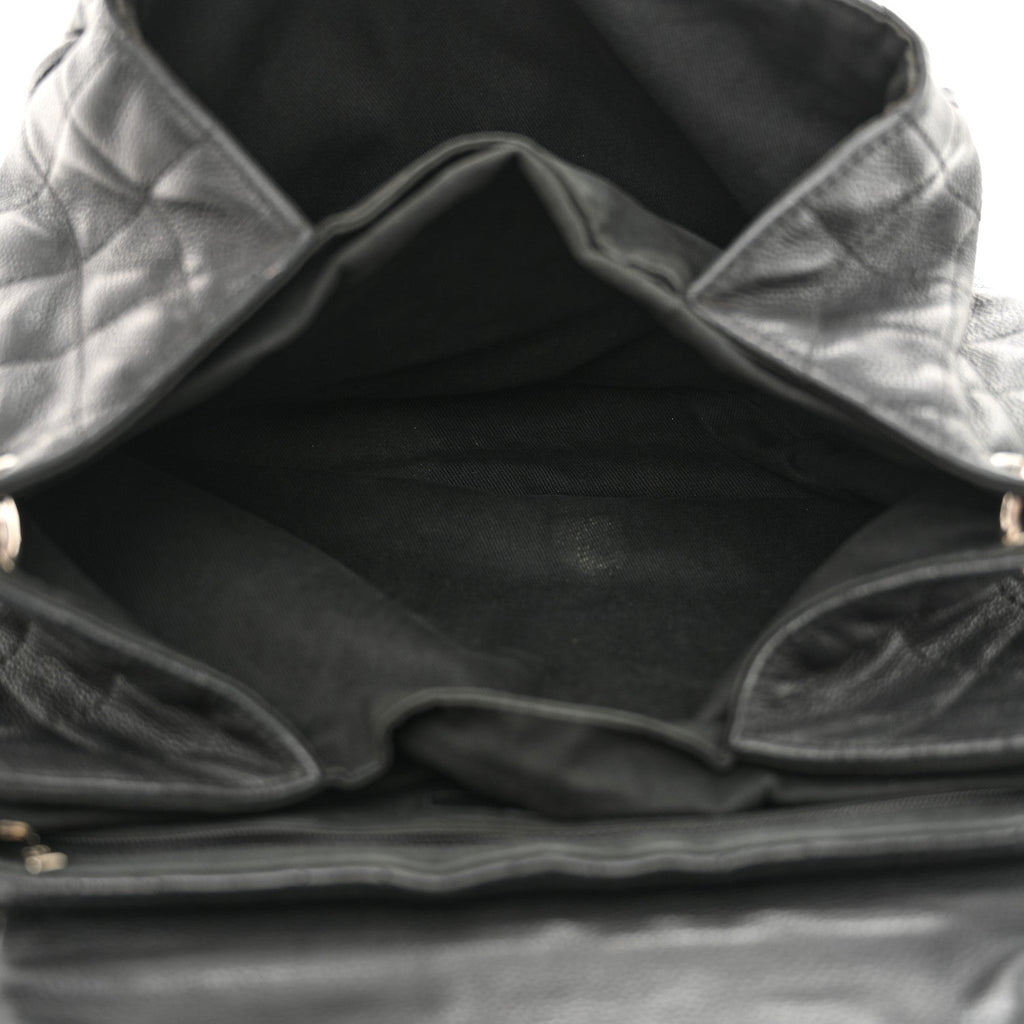 Caviar Quilted Timeless Accordion Flap Black