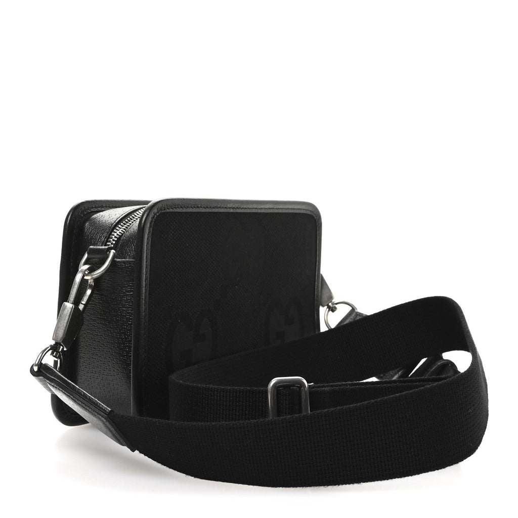 Monogram Jumbo GG Textured Dollar Calfskin Web Mini Crossbody Bag Black