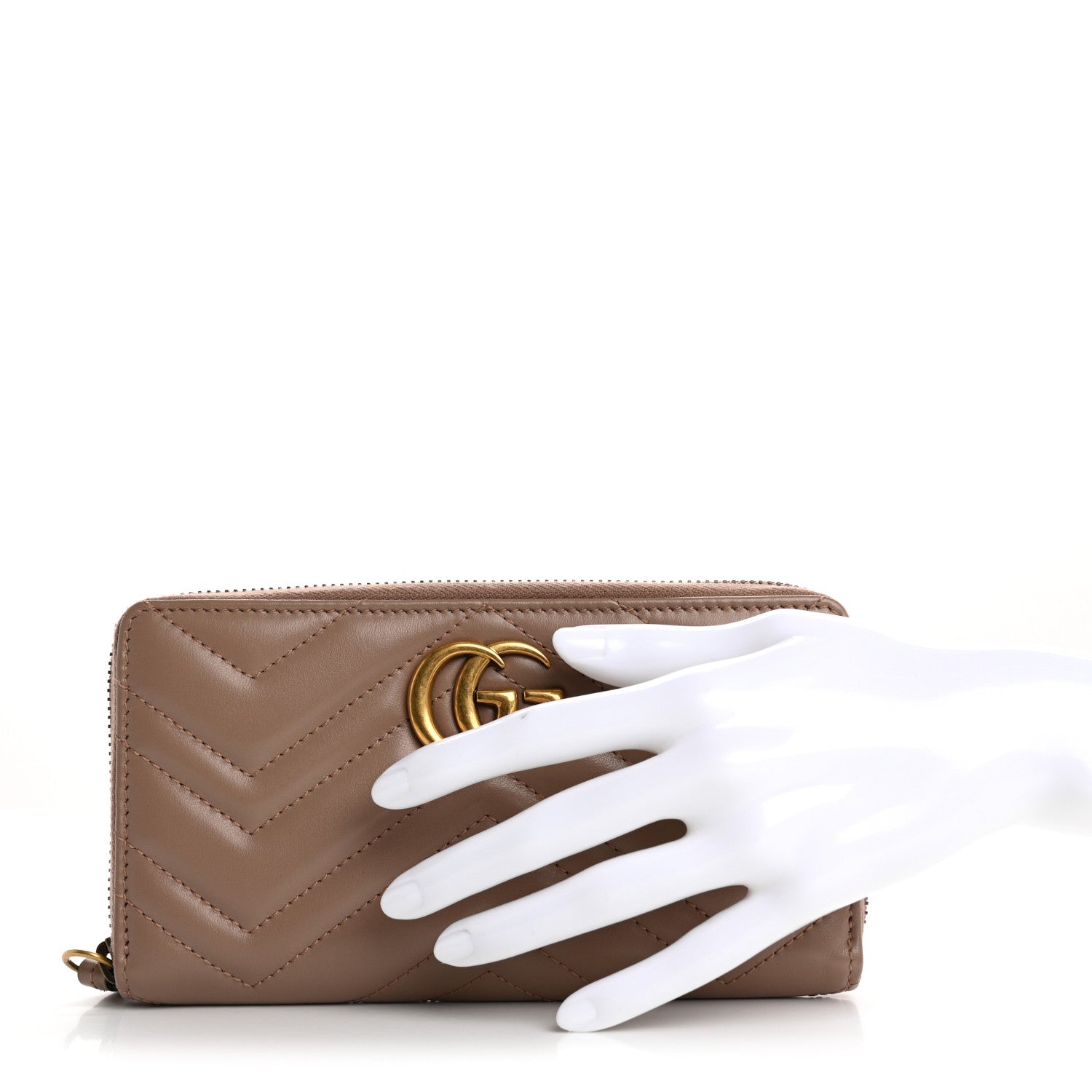 Calfskin Matelasse GG Marmont Zip Around Wallet Porcelain Rose