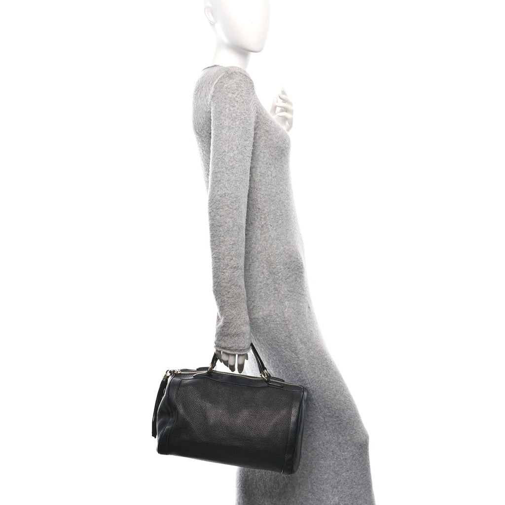 Pebbled Calfskin Medium Soho Boston Black