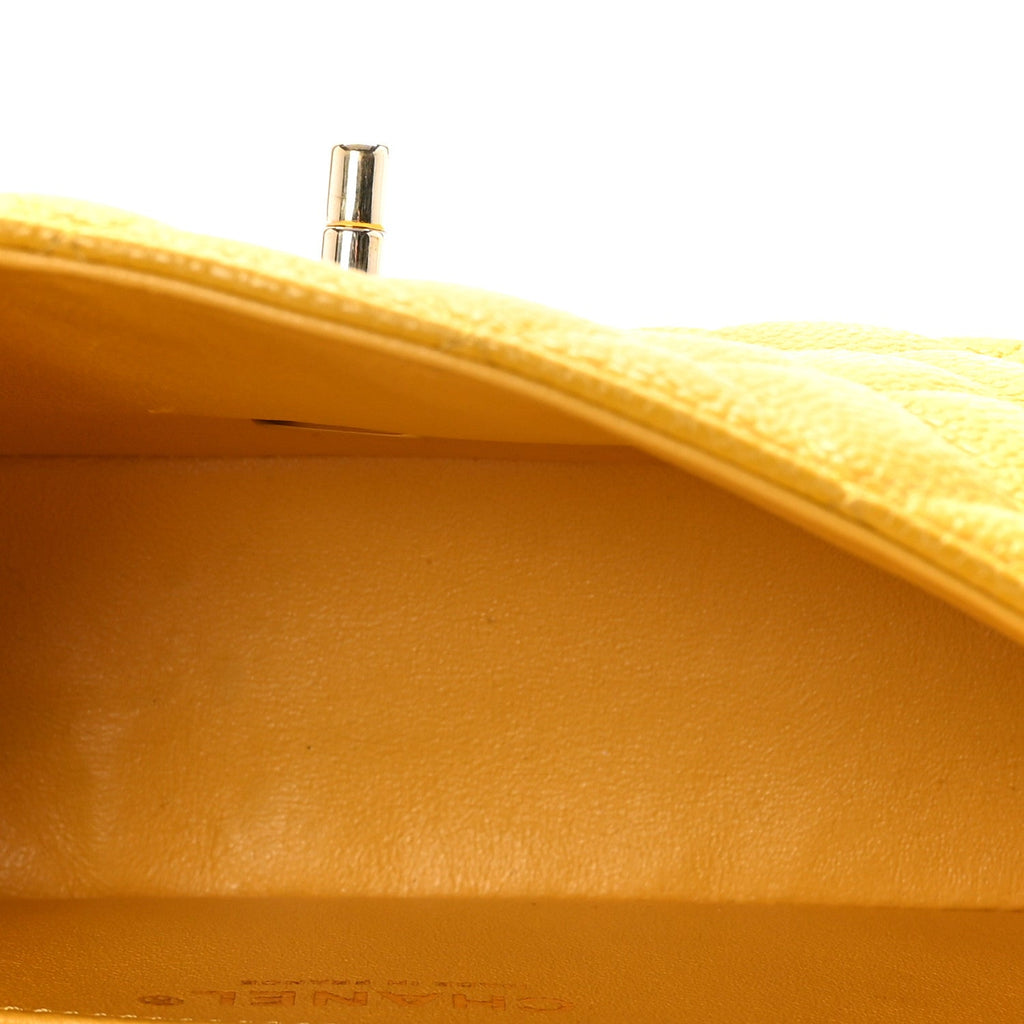 Caviar Quilted Mini Rectangular Flap Yellow