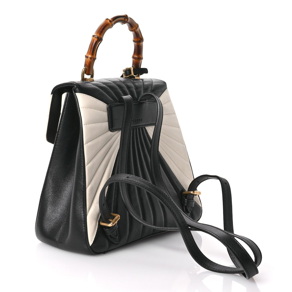 Calfskin Bamboo Trapuntata Queen Margaret Backpack Mystic White Black