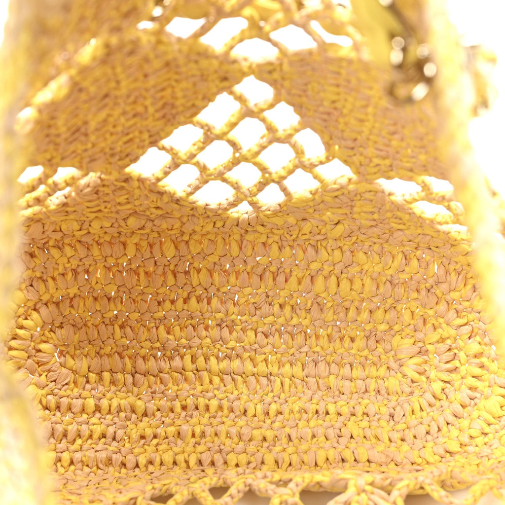 Straw Raffia Tote Beige Yellow