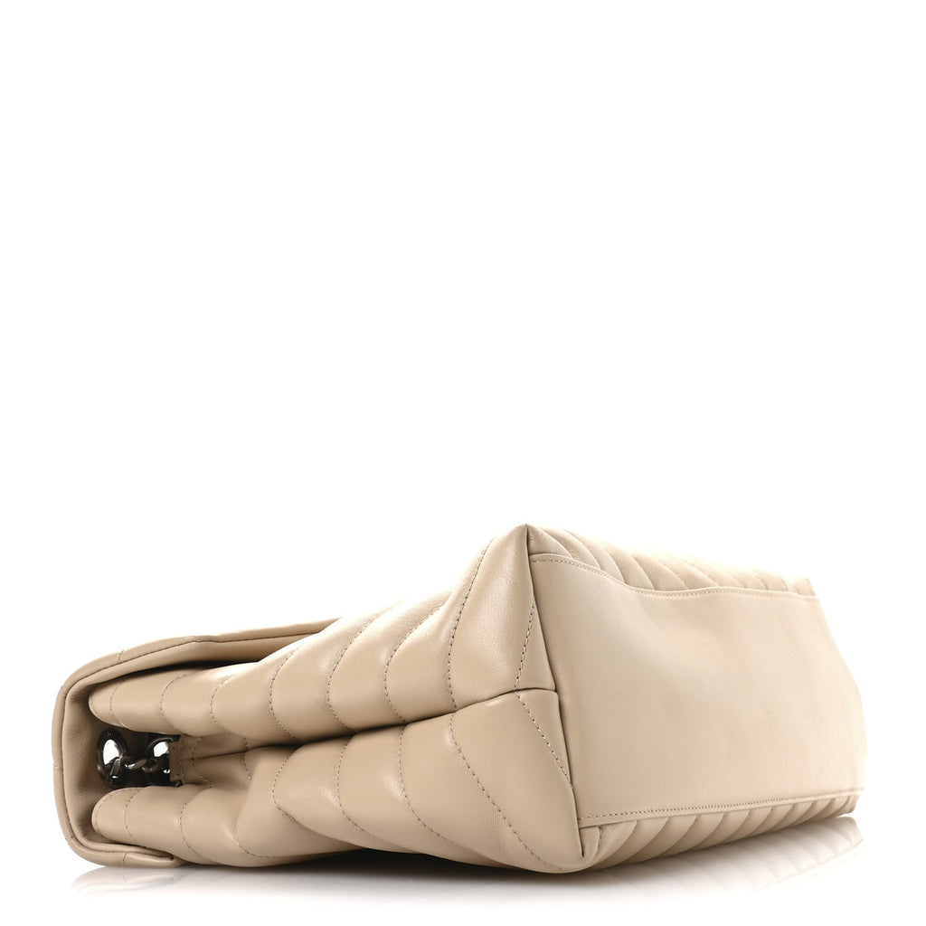 Calfskin Y Quilted Monogram Medium Loulou Chain Satchel Nude Powder