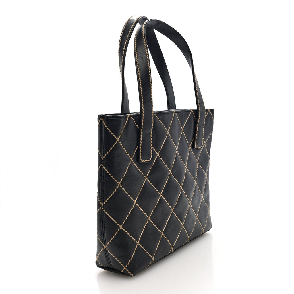 Calfskin Wild Stitch Tote Black