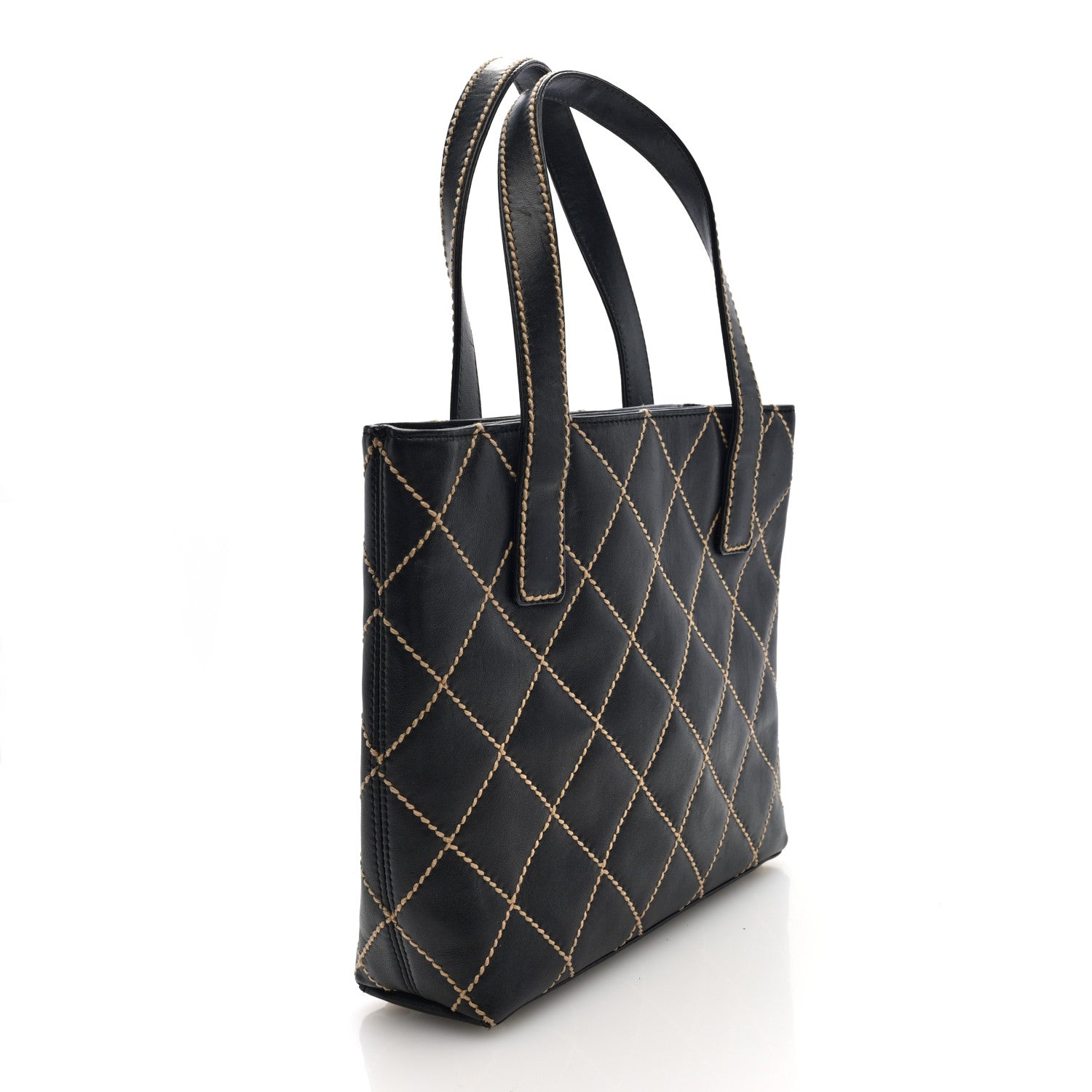 Calfskin Wild Stitch Tote Black