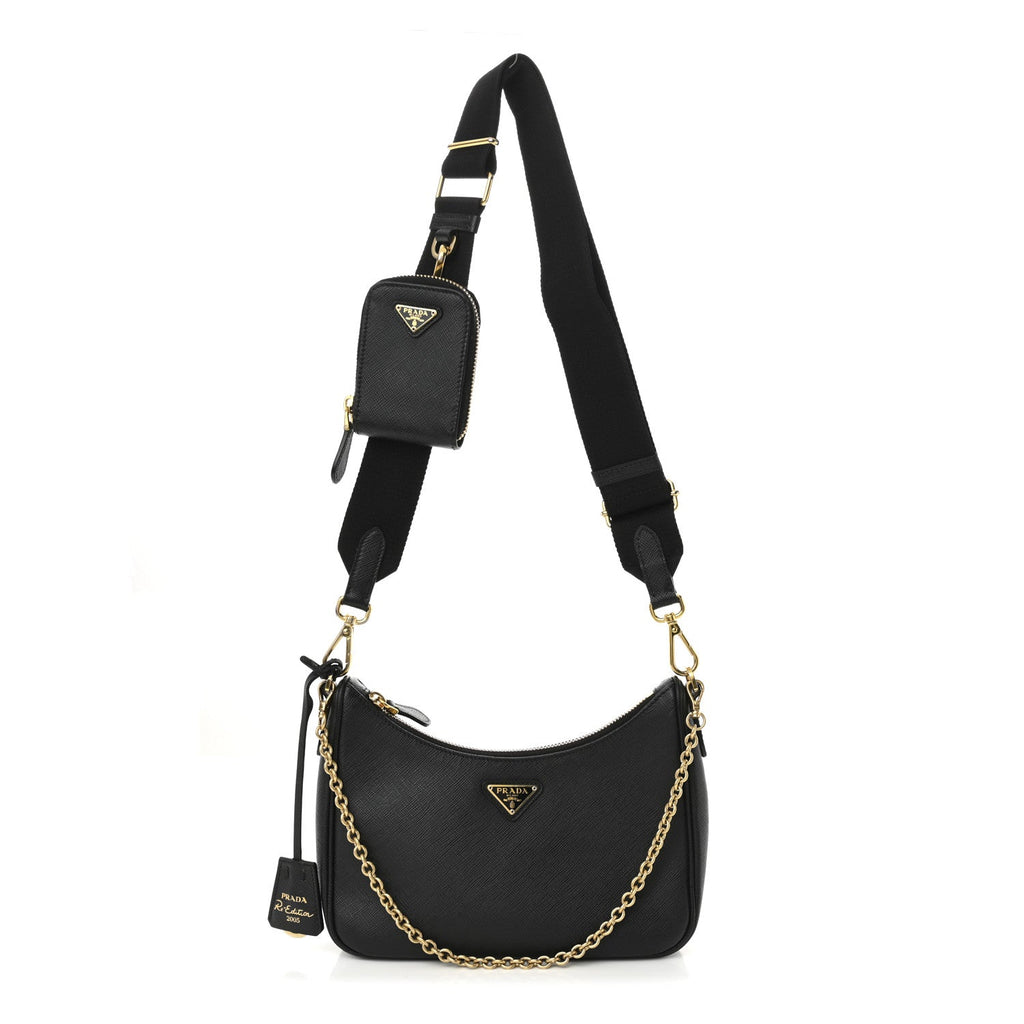 Saffiano Lux Re-Edition 2005 Shoulder Bag Black