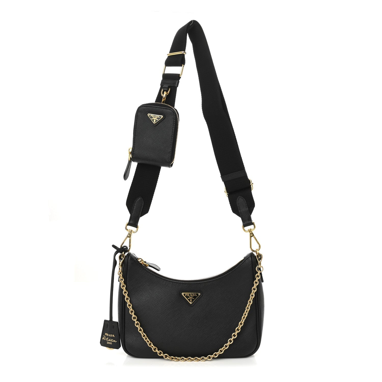 Saffiano Lux Re-Edition 2005 Shoulder Bag Black