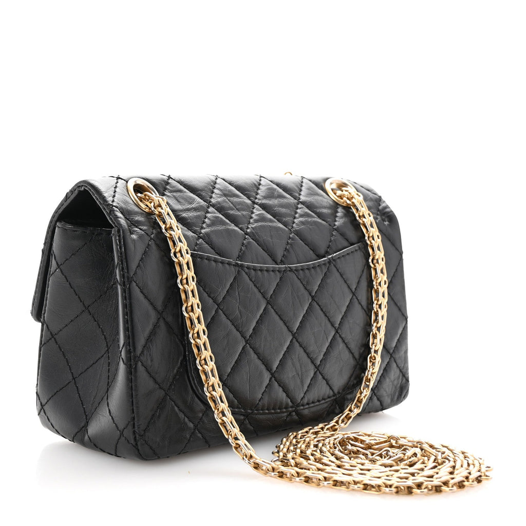 Aged Calfskin Quilted 2.55 Reissue Mini Flap Black