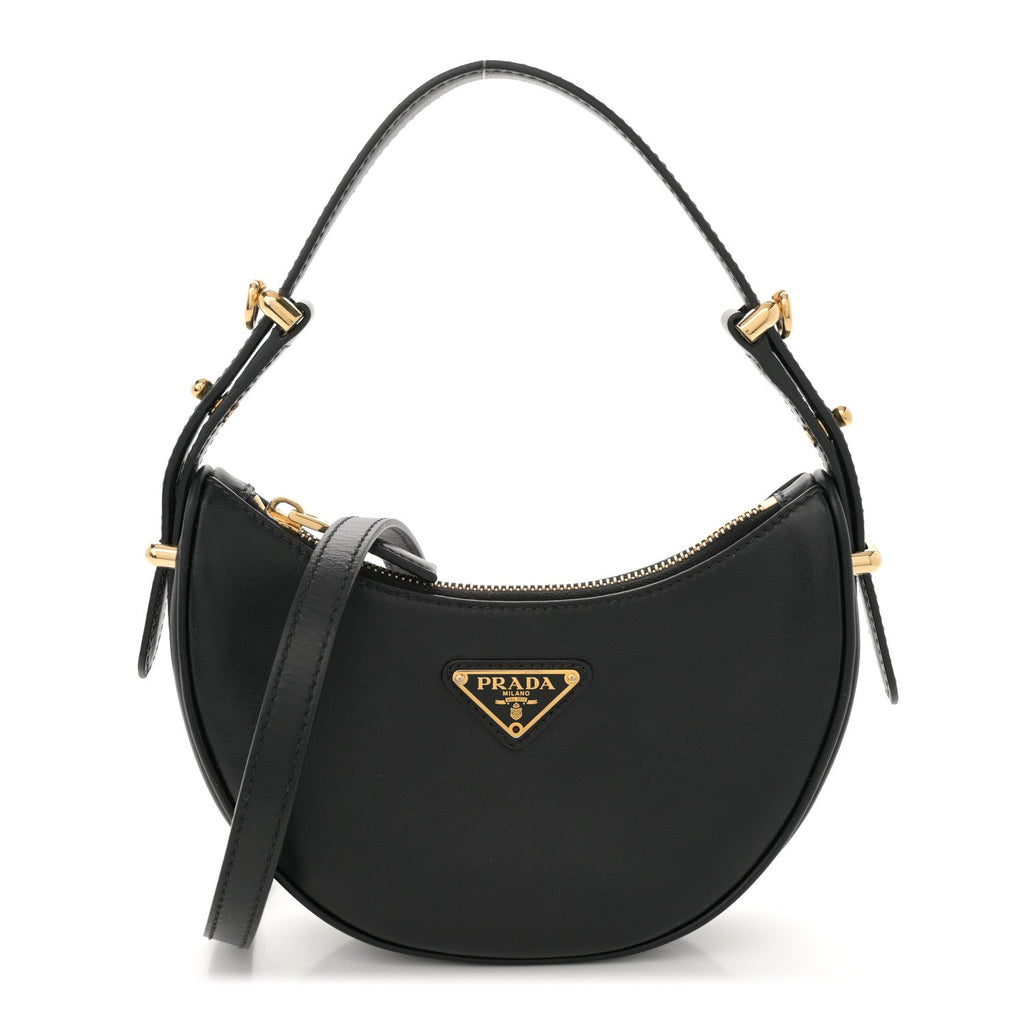 Soft Calfskin Arque Shoulder Bag Black