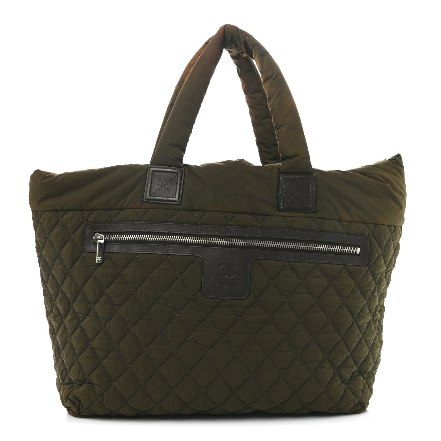 Nylon Quilted Large Coco Cocoon Shopping Tote Green