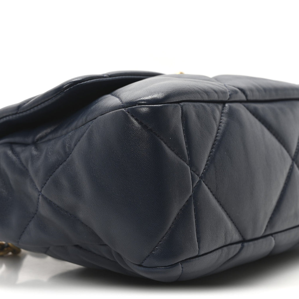 Lambskin Quilted Large Chanel 19 Flap Dark Blue