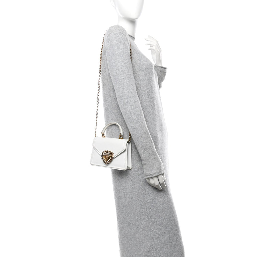 Smooth Calfskin Small Devotion Envelope Top Handle Bag White