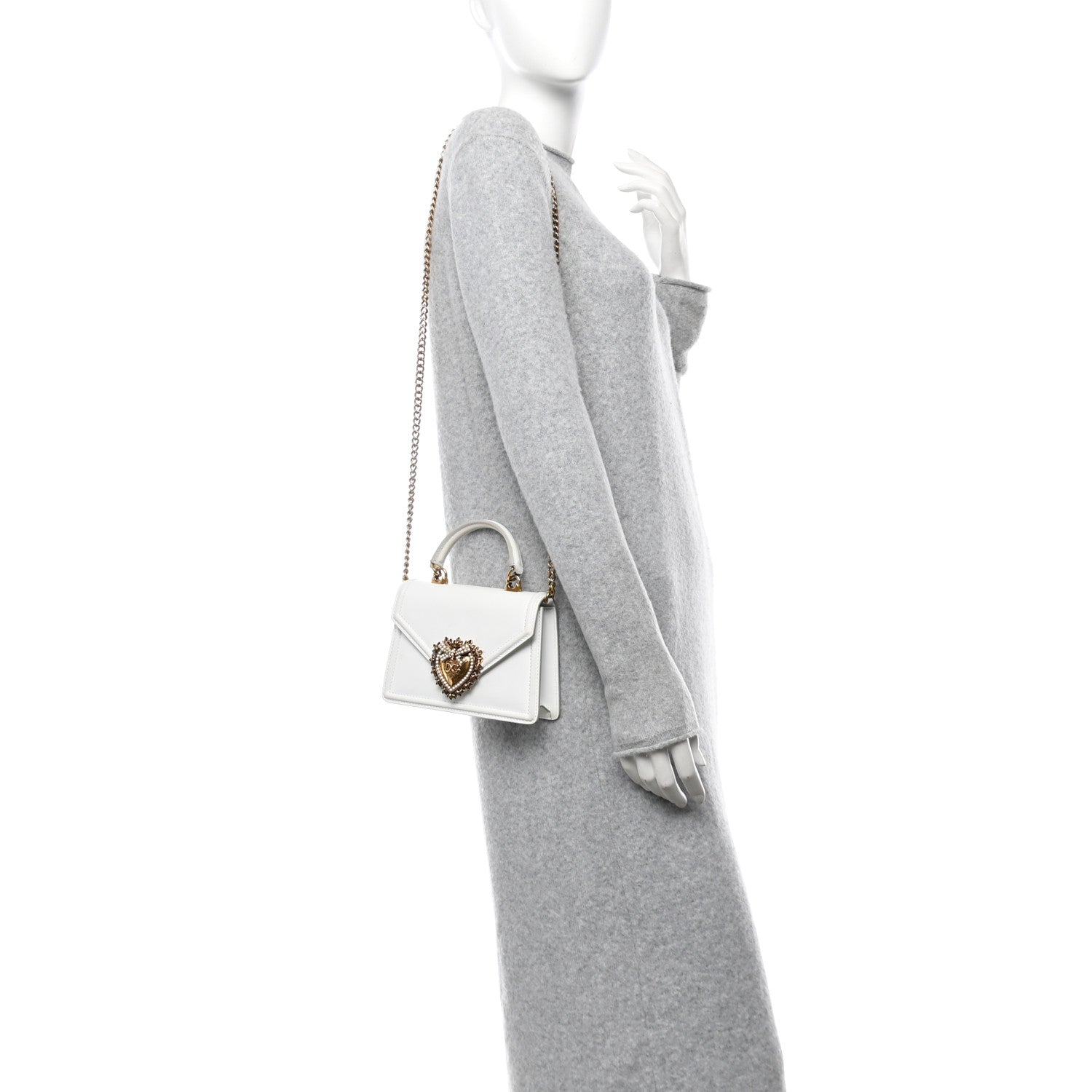 Smooth Calfskin Small Devotion Envelope Top Handle Bag White