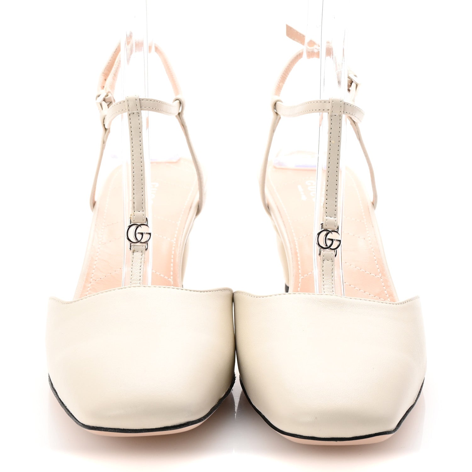 Nappa Charlotte Petite GG 55mm Slingback Pumps 41 New Mystic White
