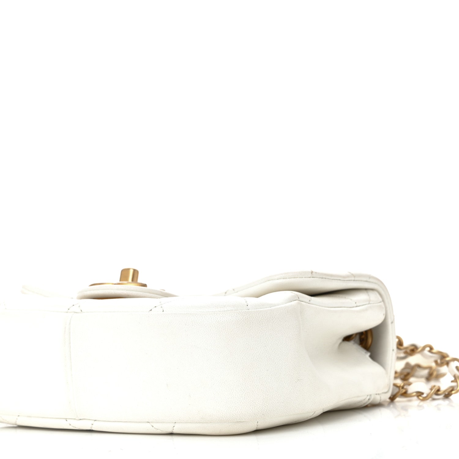 Lambskin Quilted Small In The Loop Handle Flap Bag White