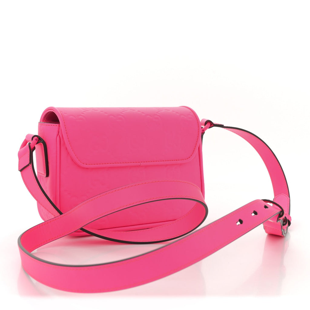 Calfskin GG Rubber Effect Super Mini Bag  Pink