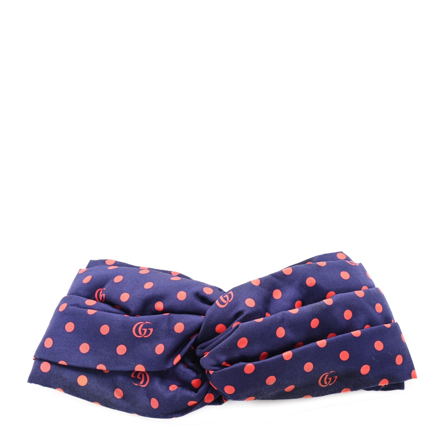 Silk Polka Dot Headband M Blue Red