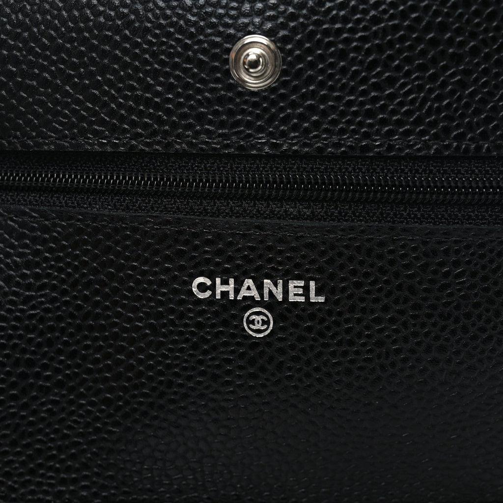 Caviar Quilted Wallet on Chain WOC Black