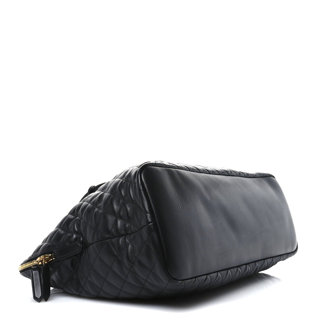 Calfskin Quilted ES Giant Travel Bag Black