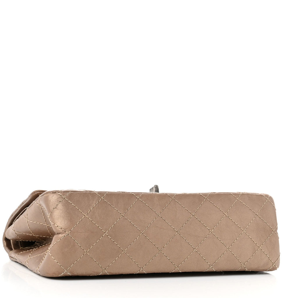 Metallic Aged Calfskin Quilted 2.55 Reissue 225 Flap Dark Gold