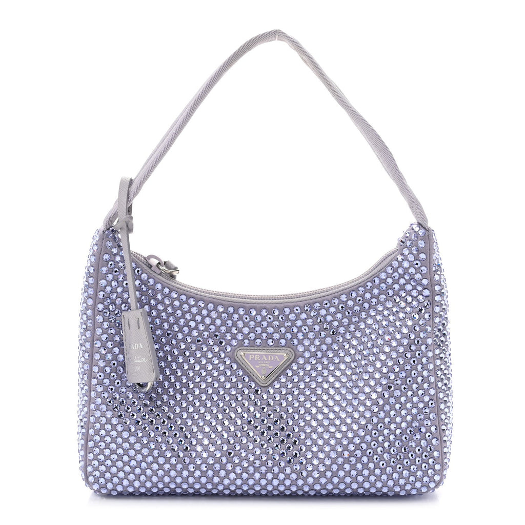 Satin Crystal Mini Re-Edition 2000 Bag Glicine