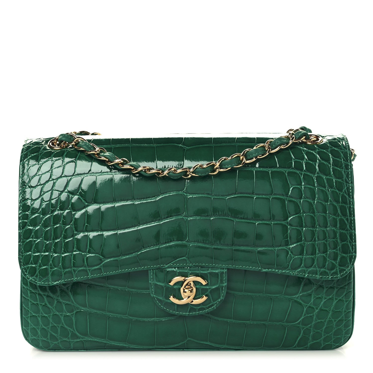 Alligator Jumbo Double Flap Green