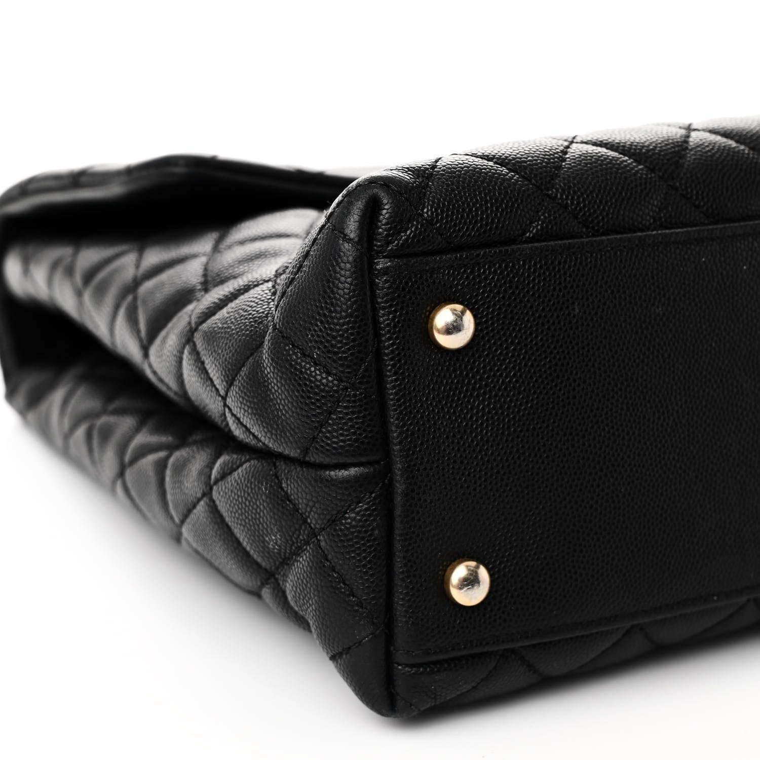 Caviar Lizard Quilted Large Coco Handle Flap Black