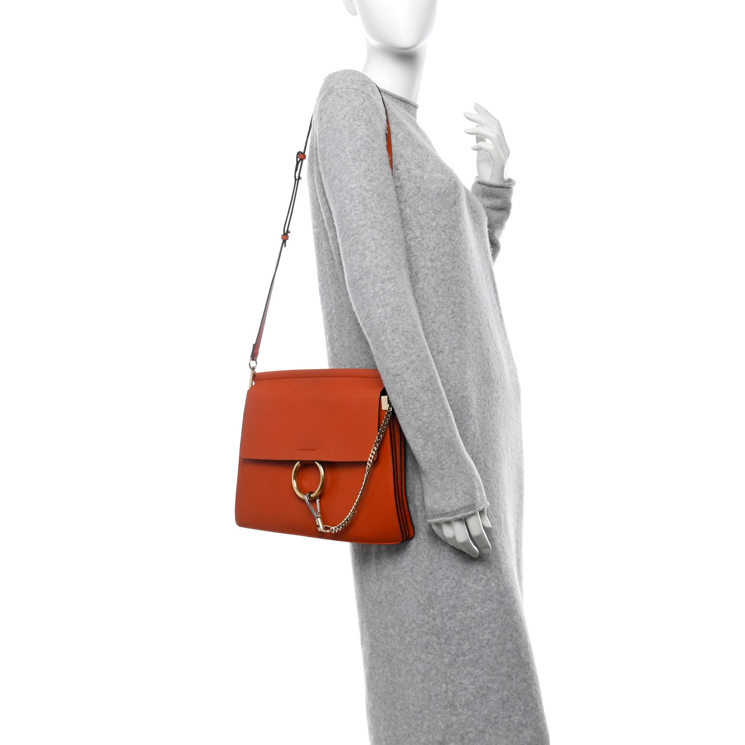 Goatskin Medium Faye Shoulder Bag Coral