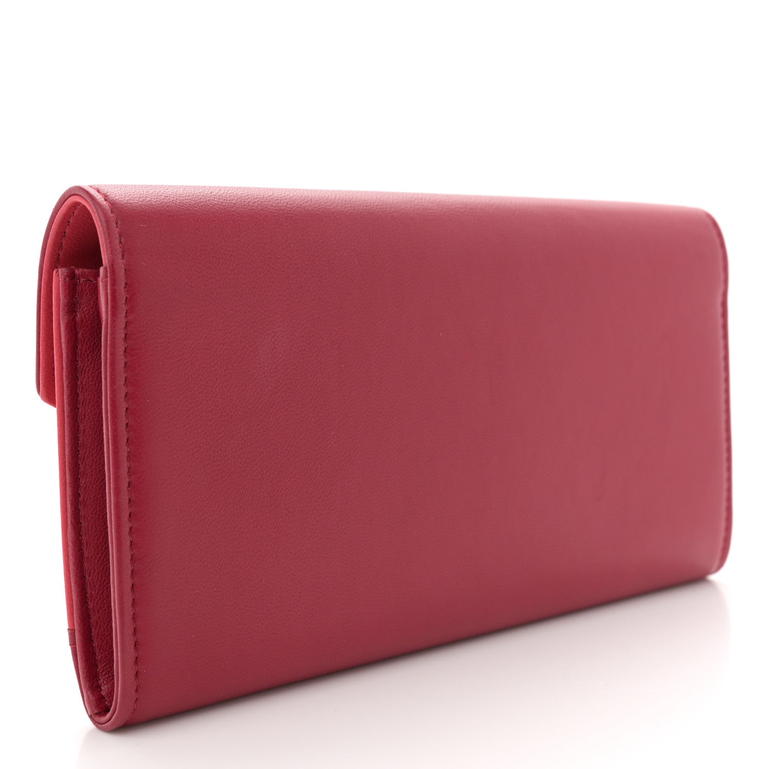 Lambskin Chevron Large Gusset Flap Wallet Dark Pink Multicolor