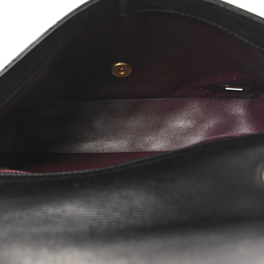 Calfskin Quilted Rock The Corner Flap Black