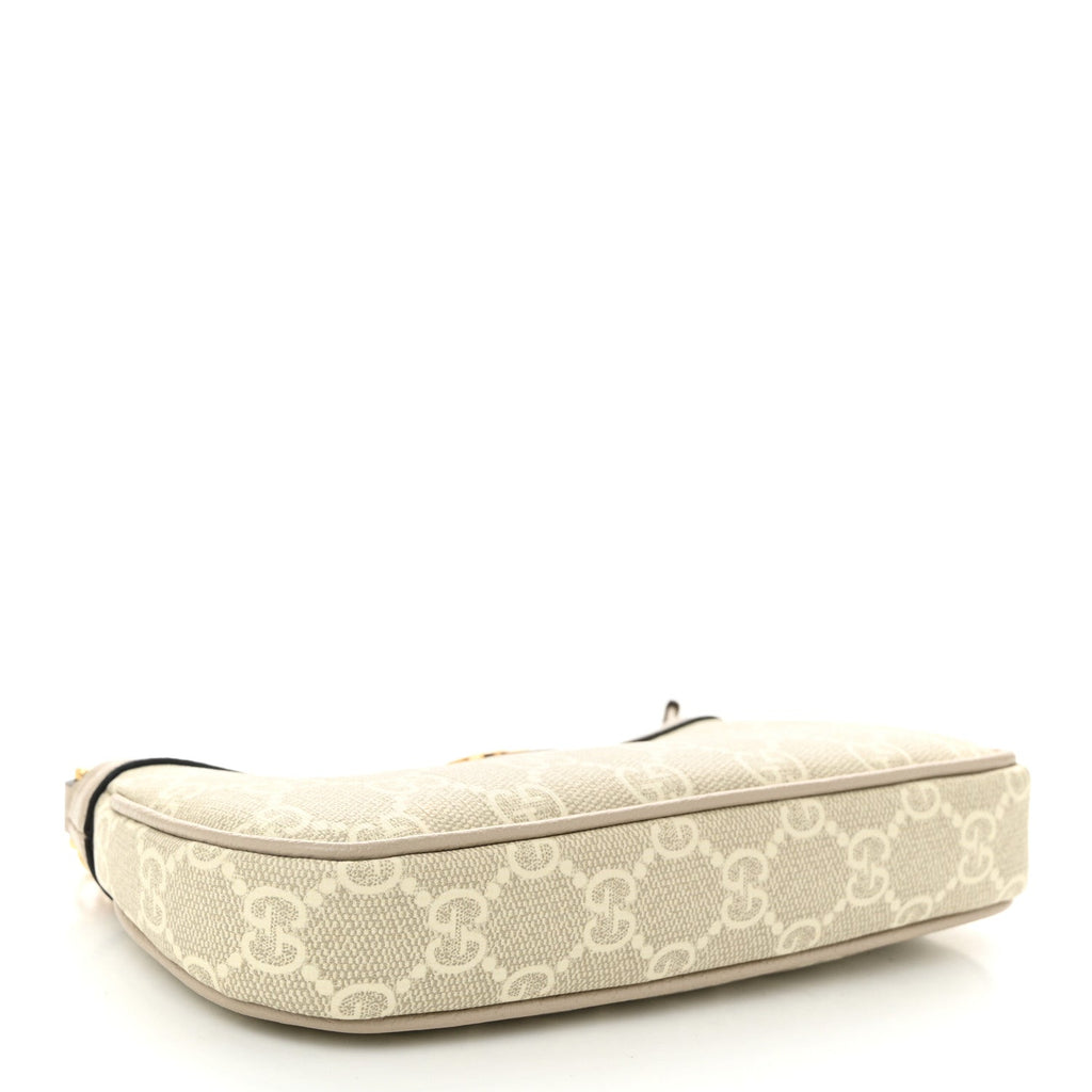 GG Supreme Monogram Textured Dollar Calfskin Web Mini Ophidia GG Handbag Beige Mystic White Oatmeal
