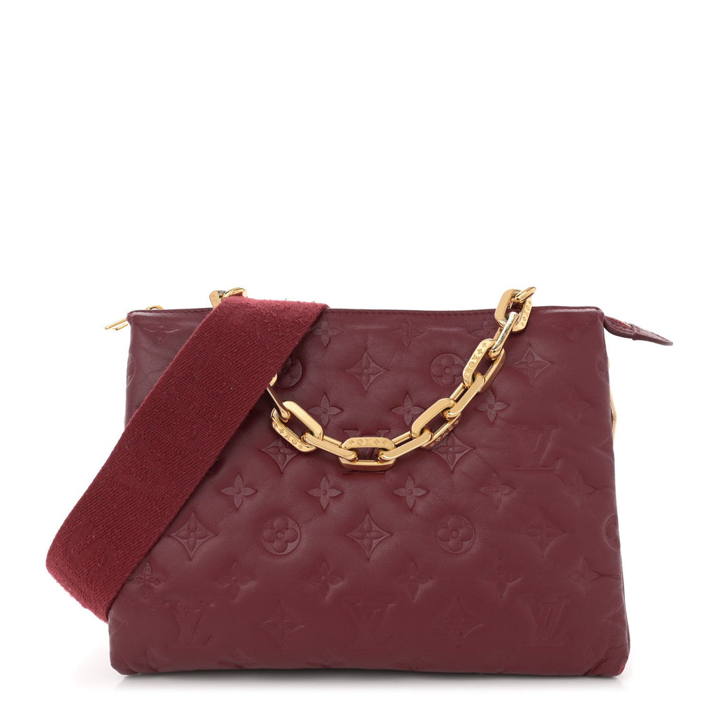 Lambskin Embossed Monogram Coussin PM Wine
