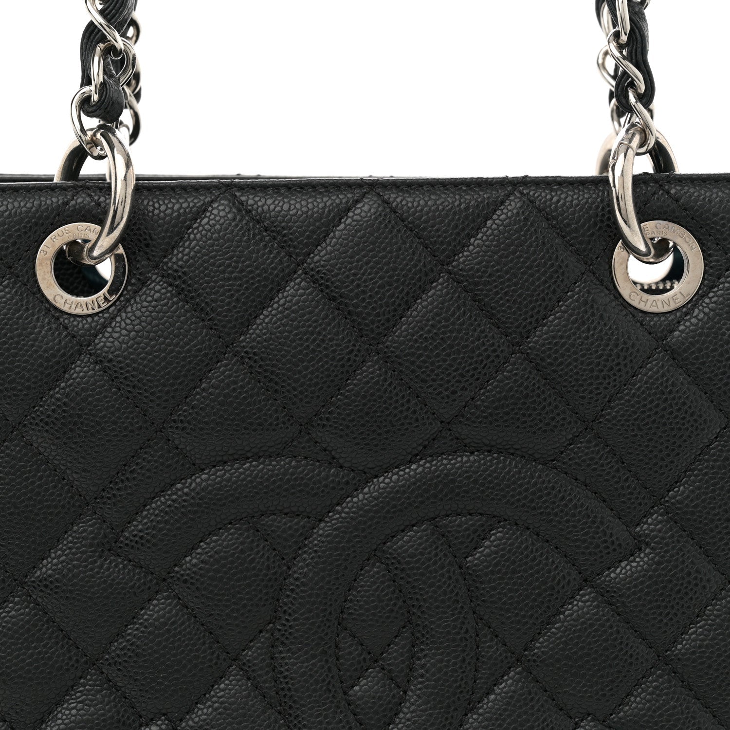 Caviar Quilted Grand Shopping Tote GST Black