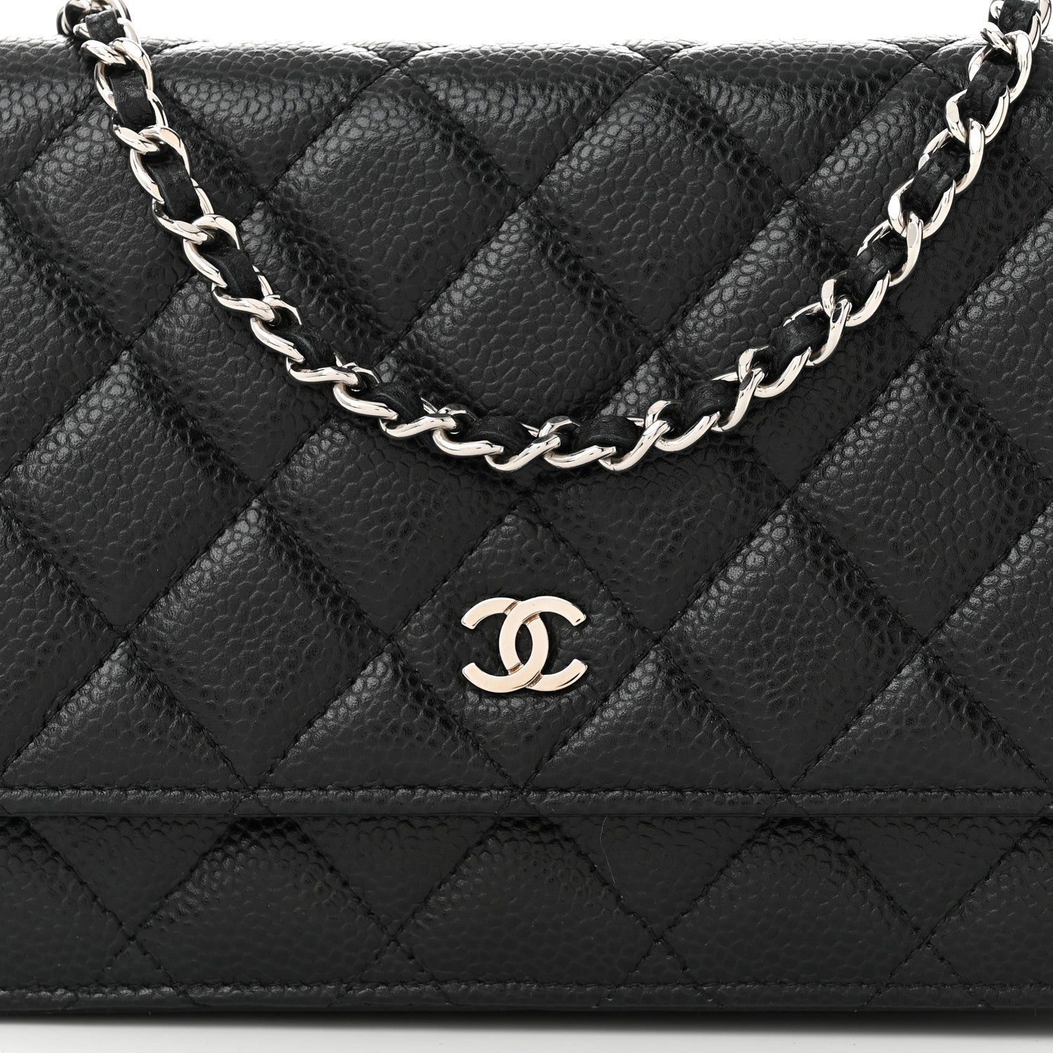 Caviar Quilted Wallet on Chain WOC Black