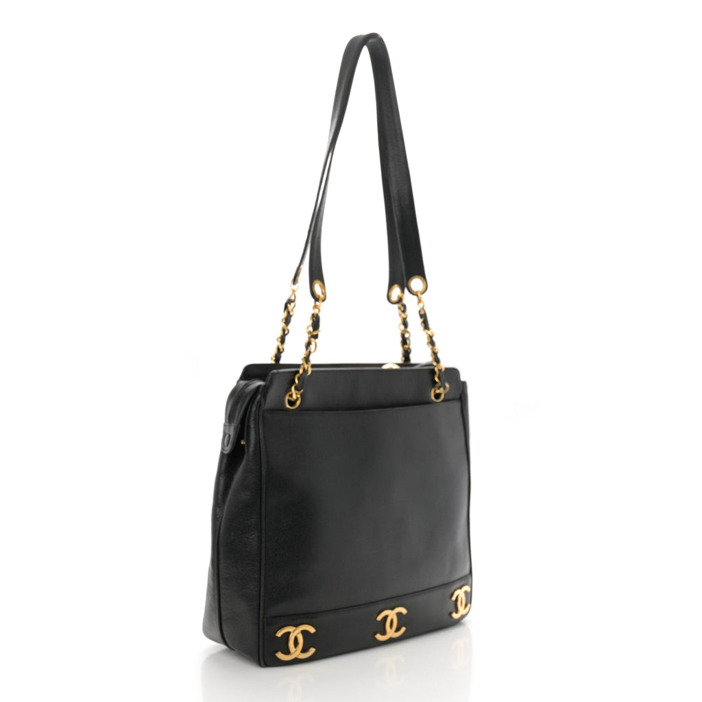 Caviar Triple CC Shoulder Bag Black