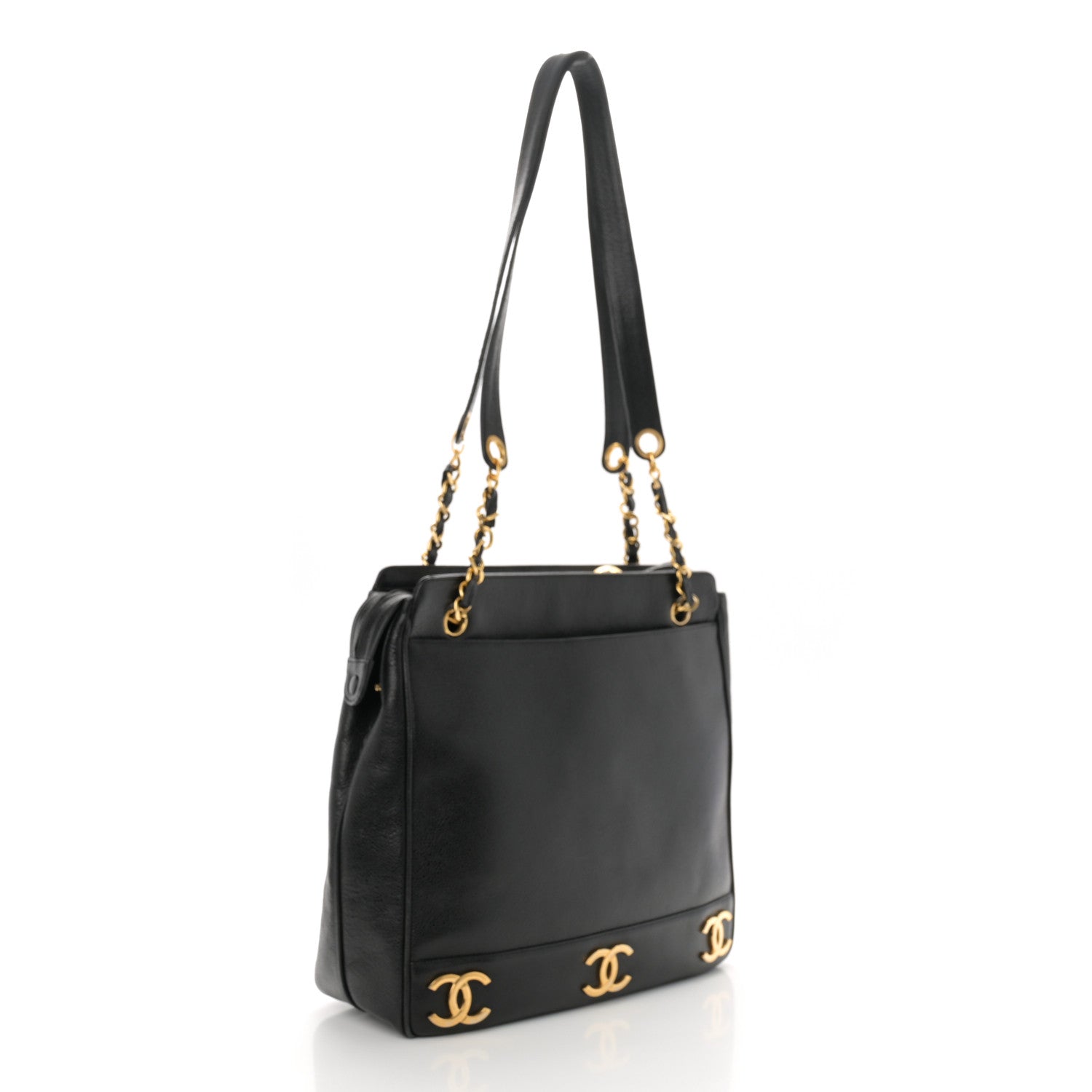 Caviar Triple CC Shoulder Bag Black