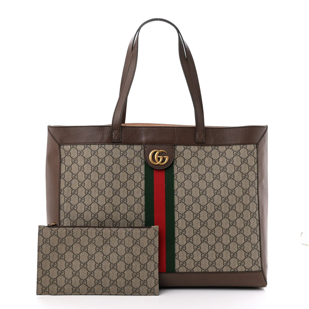 X DISNEY GG Supreme Monogram Web Three Little Pigs Large Ophidia Tote Beige New Acero