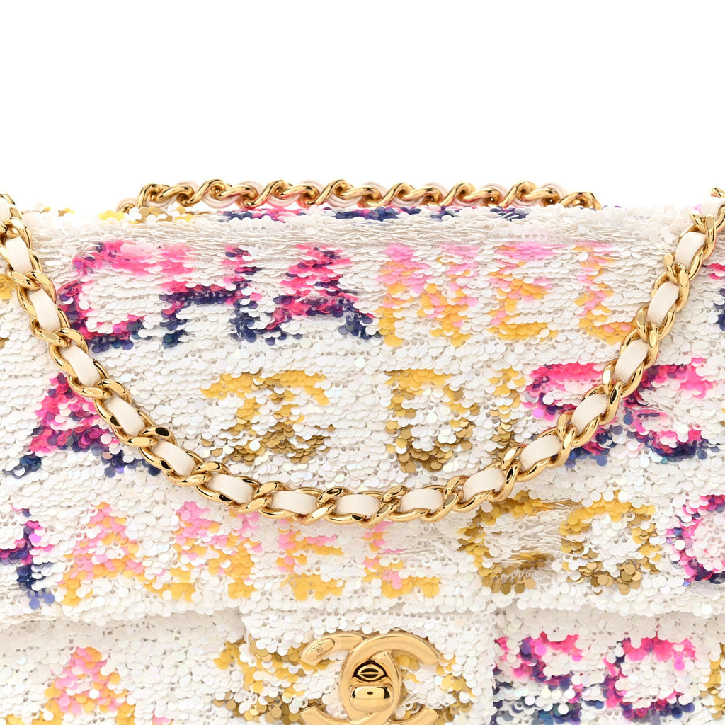 Sequin Logo Mini Rectangular Flap White Multicolor White Multicolor