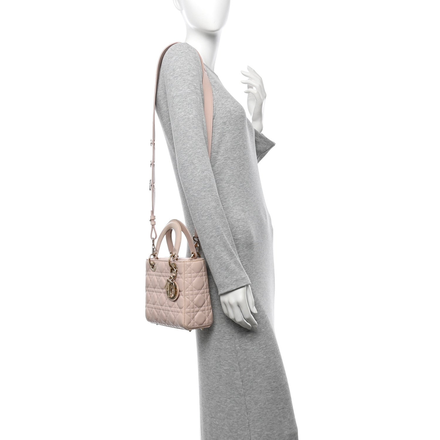 Lambskin Cannage Small Lucky Badges My Lady Dior Pink
